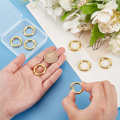 Rack Plating Brass Spring Gate Rings KK-UN0003-05A-1