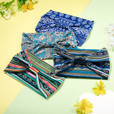 4Pcs 4 Styles Yoga Cloth Exercise Elastic Headbands OHAR-TA0001-16-1