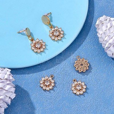 6 Pieces Flower Clear Cubic Zirconia Charm Pendant Brass flower Charm Long-Lasting Plated Pendant for Jewelry Necklace Bracelet Earring Making Crafts JX404A-1