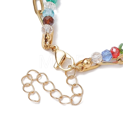 Electroplated Glass & Imitation Pearl Multi-strand Bracelets BJEW-JB10430-1