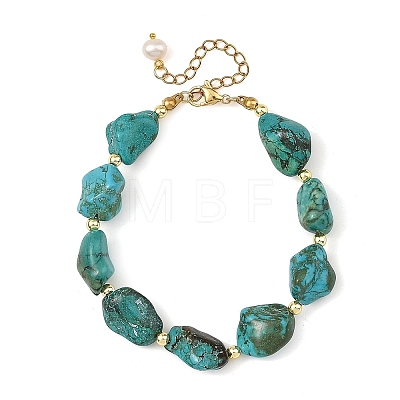 Dyed Natural Magnesite Nuggets Beaded Bracelets for Women BJEW-JB14252-1