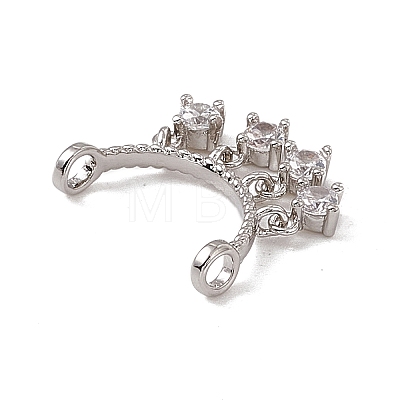 Rack Plating Brass Pave Clear Cubic Zirconia Connector Charms KK-C007-32P-1