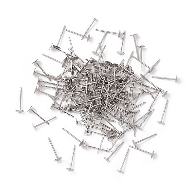 316 Surgical Stainless Steel Flat Round Blank Peg Stud Earring Settings STAS-R073-03-1