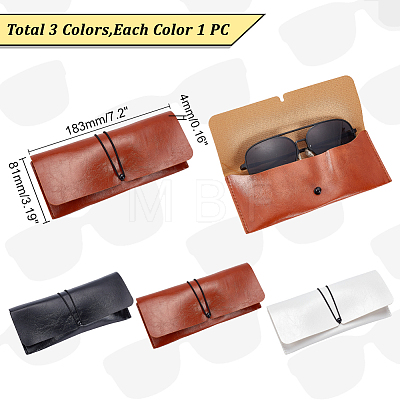   3Pcs 3 Colors Portable PU Leather Glasses Cases AJEW-PH0004-70-1