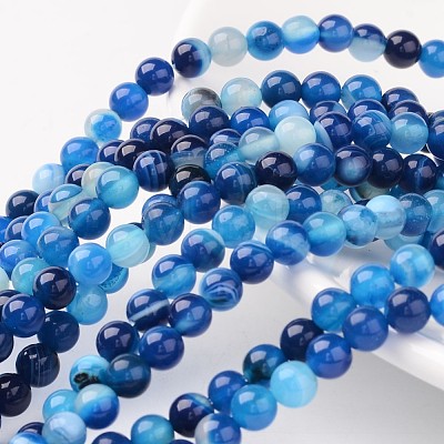 Natural Striped Agate/Banded Agate Beads AGAT-6D-6-1