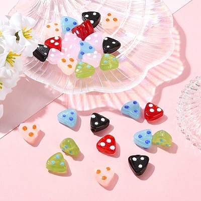 30Pcs 6 Colors Handmade Lampwork Beads LAMP-YW0004-26-1