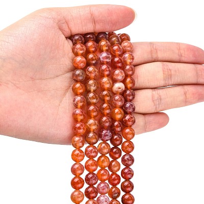 Natural Fire Crackle Agate Beads Strands X-G-G212-8mm-10-1