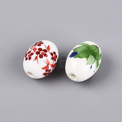 Printed Handmade Porcelain Beads PORC-Q007-13C-1