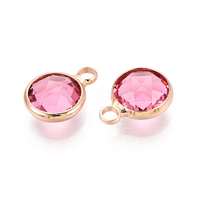 Golden Tone Brass Glass Charms X-GLAA-ZX008-24J-G-1