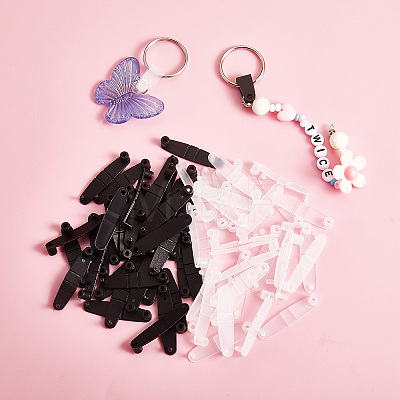 50Pcs Badge Strap Clip White Key Chain Connector Plastic Keychain Clip for Card Holder JX291B-1