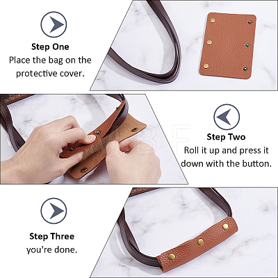 4Pcs Detachable PU Imitation Leather Bag Handle Wrap PURS-BBC0001-08D-1