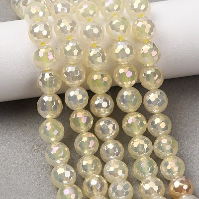 Electroplated Natural Agate Beads Strands G-B191-A07-8mm-02-1