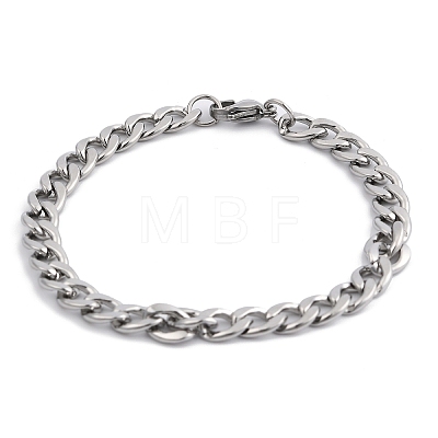 Tarnish Resistant Unisex 304 Stainless Steel Curb Chain/Twisted Chain Bracelets STAS-D0002-40P-1