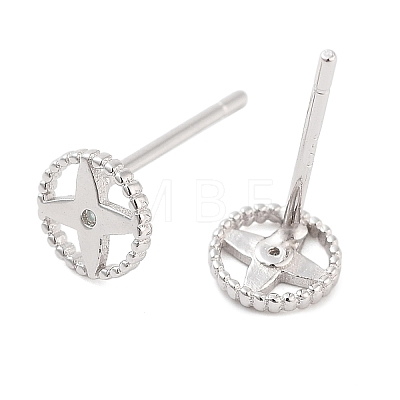 925 Sterling Silver Micro Pave Clear Cubic Zirconia Stud Earrings for Women EJEW-F342-05P-1