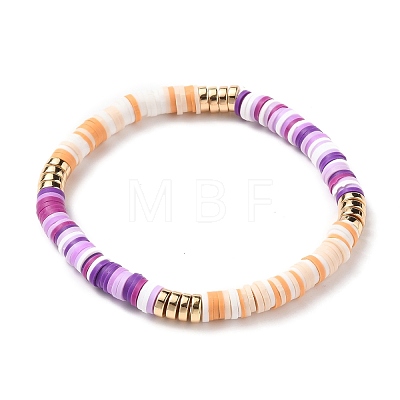 Polymer Clay Heishi Beads Stretch Bracelets BJEW-JB05740-1