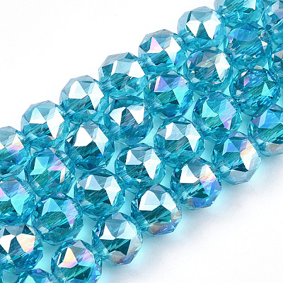 Electroplate Transparent Glass Beads Strands EGLA-N002-34C-C13-1