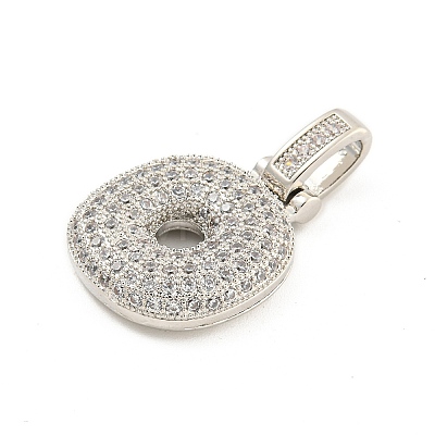 Brass Micro Pave Clear Cubic Zirconia Pendants KK-B099-01P-O-1