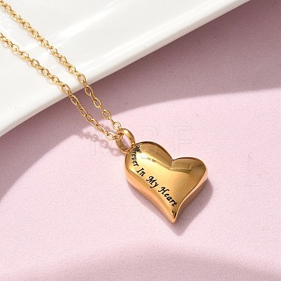 304 Stainless Steel Forever in My Heart Keepsake Ashes Memorial Pendant Necklaces NJEW-P326-04G-1