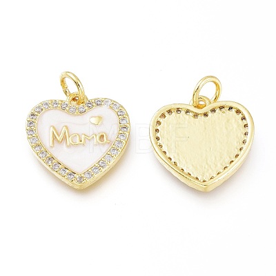 Mother's Day Theme Real 18K Gold Plated Brass Micro Pave Clear Cubic Zirconia Enamel Charms ZIRC-A017-08G-RS-1