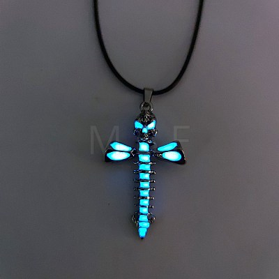 Luminous Alloy Skull Cross Pendant Necklaces PW-WG07A1D-02-1