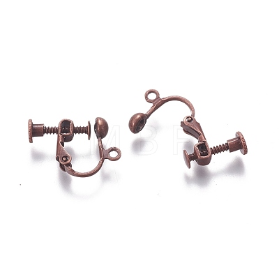 Rack Plated Brass Screw Clip-on Earring Findings KK-P169-04R-1