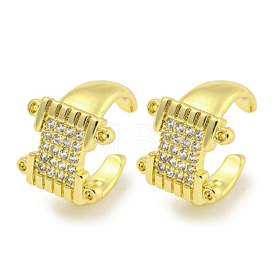 Brass Micro Pave Cubic Zirconia Cuff Earrings EJEW-C104-034G-1