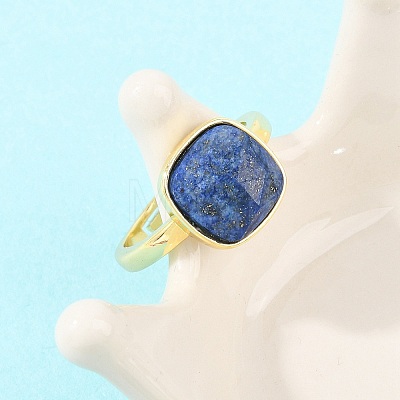 Natural Lapis Lazuli Finger Rings with Brass Findings G-H353-04G-02-1