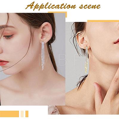 Boho Tassel Chandelier Earrings Cubic Zirconia Long Earrings Crystal Dangling Earrings Long Drop Chain Earrings Long Rhinestone Tassel Earrings for Women JE1070A-1