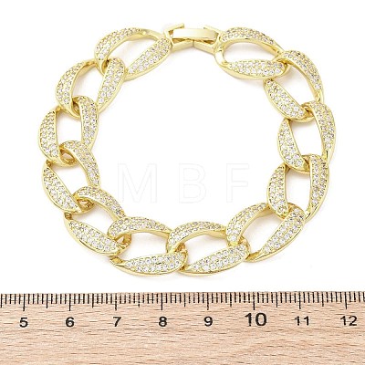 Brass Micro Pave Clear Cubic Zirconia Curb Chain Bracelets for Women BJEW-A034-04B-G-1