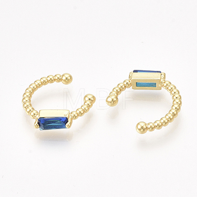 Brass Cubic Zirconia Cuff Earrings EJEW-S201-181A-1