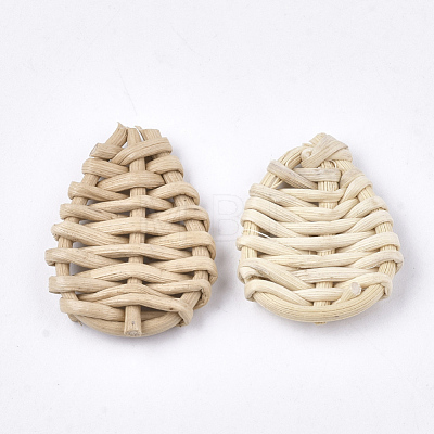 Handmade Reed Cane/Rattan Woven Beads WOVE-T006-018-1