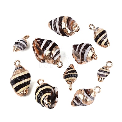 Electroplate Natural Spiral Shell Pendants SSHEL-Q100-42G-1