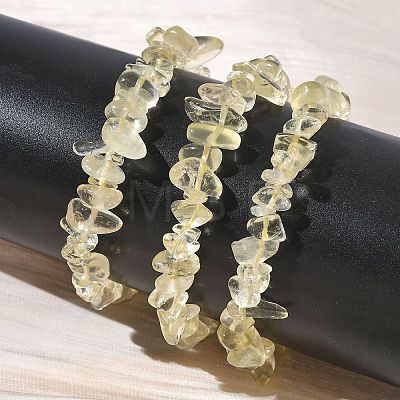 Heated Natural Lemon Quartz Chip Beaded Stretch Bracelets for Women BJEW-D467-01D-1