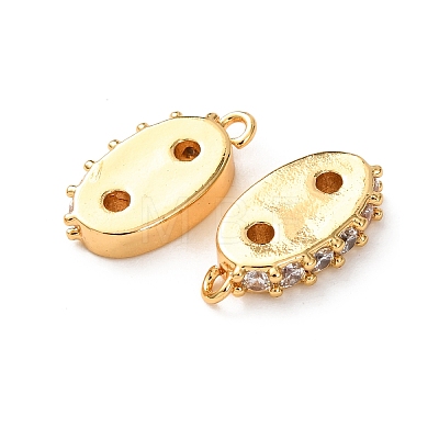 Brass Micro Pave Clear Cubic Zirconia 2-Hole Spacer Bars KK-K422-06G-1