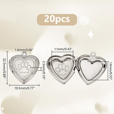   20Pcs 304 Stainless Steel Locket Pendants STAS-PH0005-68-1