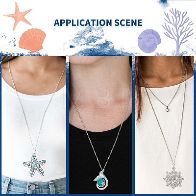 DIY Ocean Theme Snap Necklace Making Kit DIY-SC0021-48-1