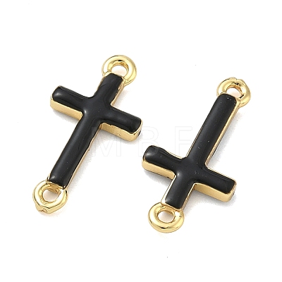 Brass Enamel Religion Cross Links Connector Charms KK-D229-07G-01-1