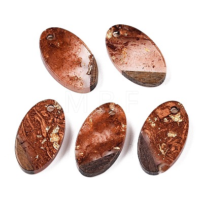 Transparent Resin and Walnut Wood Pendants RESI-T057-03C-1