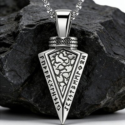 Vintage 304 Stainless Steel Arrow Head Pendant Necklaces for Men WG2A74C-01-1