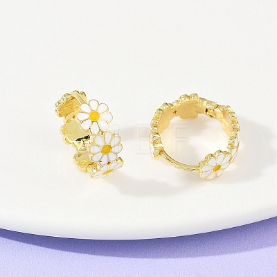 Brass Enamel Hoop Earrings EJEW-S277-01G-1