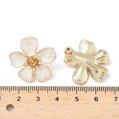 Flower Alloy Enamel Stud Earrings EJEW-P310-01G-01-1