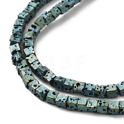 Electroplated Natural Lava Rock Beads Strands G-Q1009-B01-02F-1