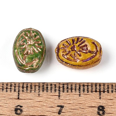 Picasso Baking Paint & Golden Metal Enlaced Glass Beads DGLA-T004-70M-1
