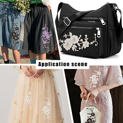  6Pcs 3 Colors Flower Pattern Computerized Embroidered Appliques DIY-NB0008-34-1