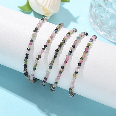 Natural Multicolor Tourmaline Bead Bracelets X-BJEW-JB04555-06-1