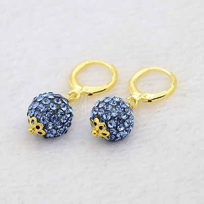 (Jewelry Parties Factory Sale)Dangling Round Ball Resin Rhinestone Earrings EJEW-J080-04G-1