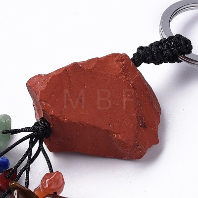 Natural Red Jasper Nugget with Mixed Gemstone Chips Tassel Keychains KEYC-P012-02P-07-1