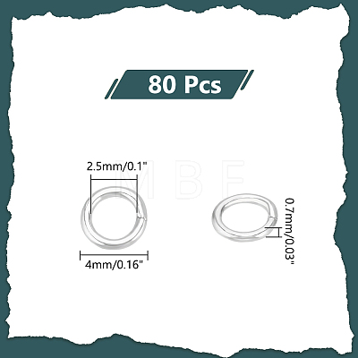   80Pcs 925 Sterling Silver Round Rings STER-PH0001-48-1