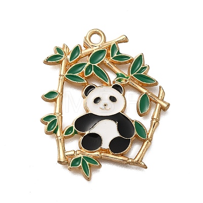 Rack Plating Panda Theme Alloy Enamel Pendants ENAM-S021-08G-D-1