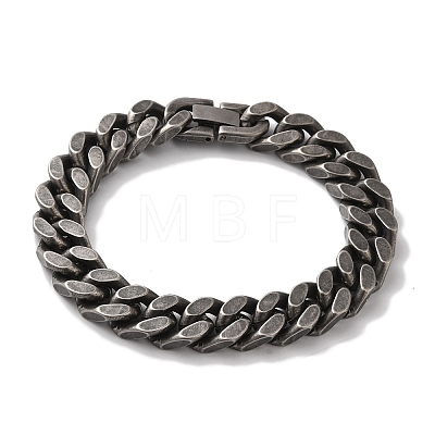 Vacuum Plating 201 Stainless Steel Cuban Link Chain Bracelets for Women Men BJEW-H612-02AS-1